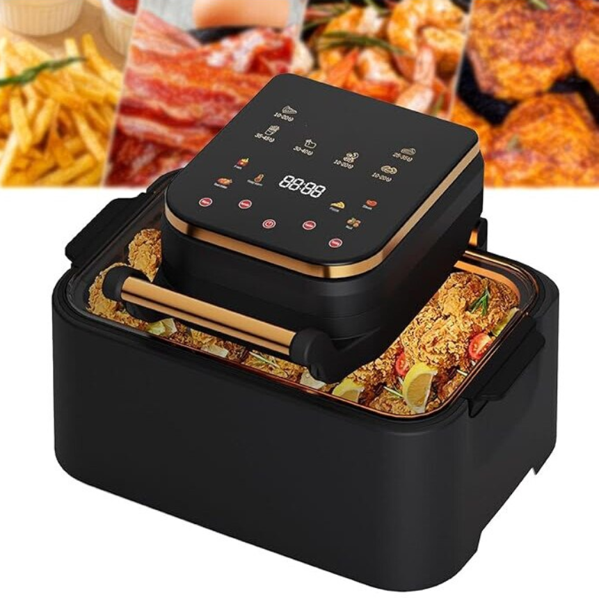Friteuză cu Aer Cald 1700W, Capacitate 12L, Air Fryer Multifuncțional, Gătire Fără Ulei, Temperatură Reglabilă, Timer, Design Modern