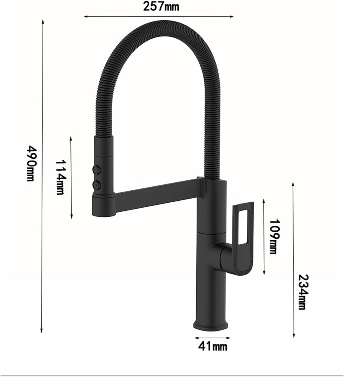Baterie Bucătărie Negru Mat, 49 cm, Cu Duș Extractibil și Rotire 360°, VST57