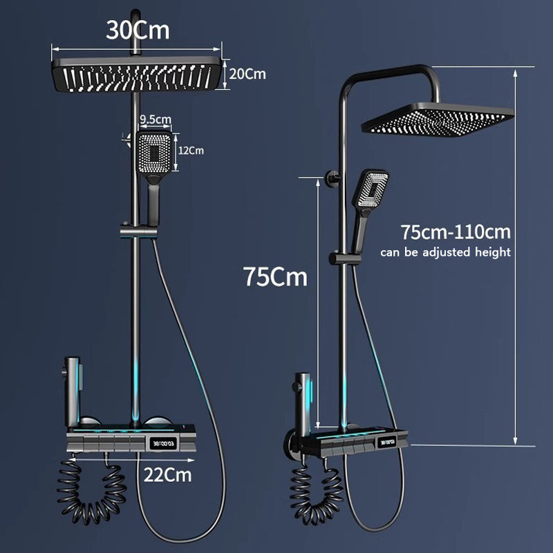 Set de Duș SmartLux Black - Cu Afișaj Digital și Funcție Termostatică, BSL5