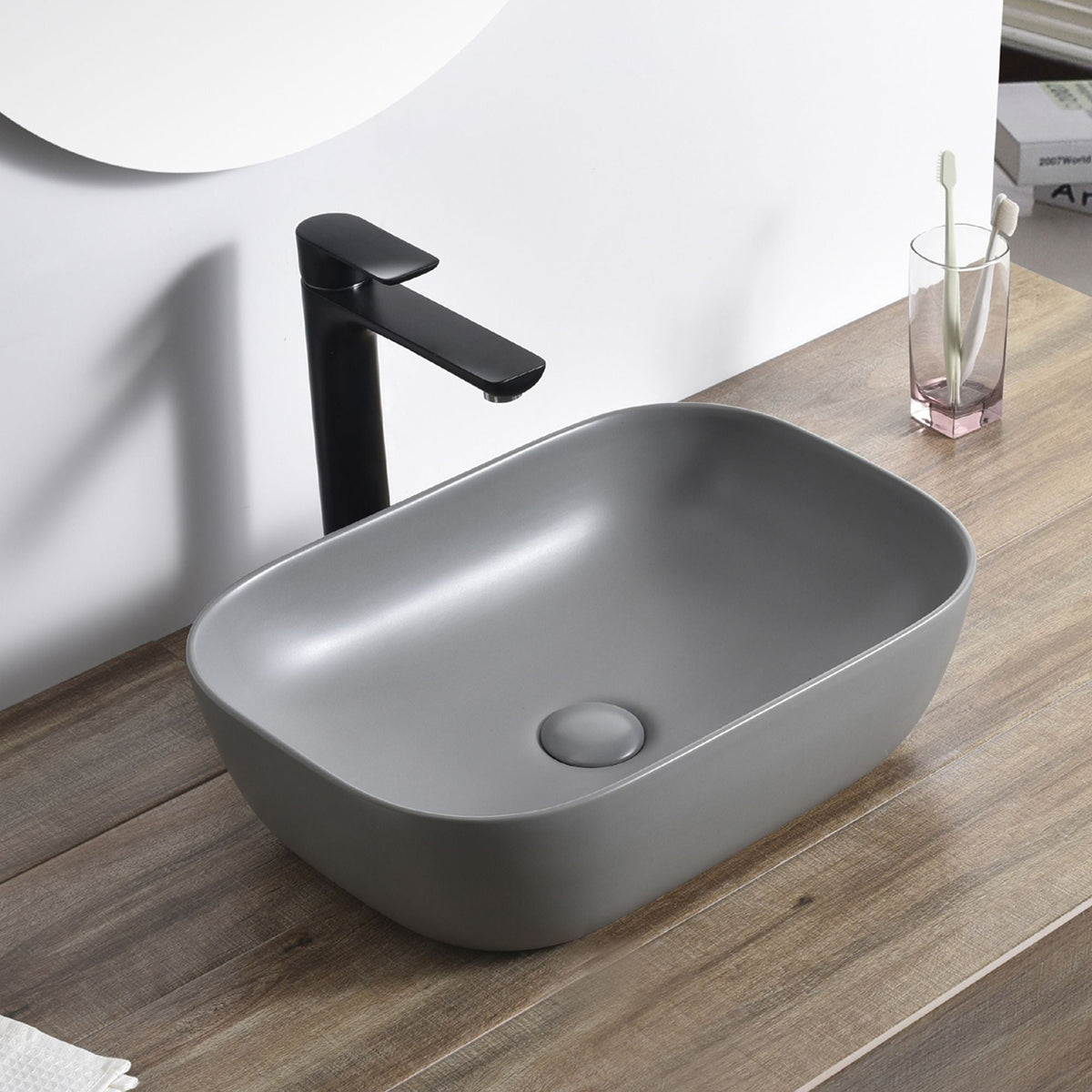 Lavoar Pe Blat, Gri Închis, Design Modern, Semi rotund VST18