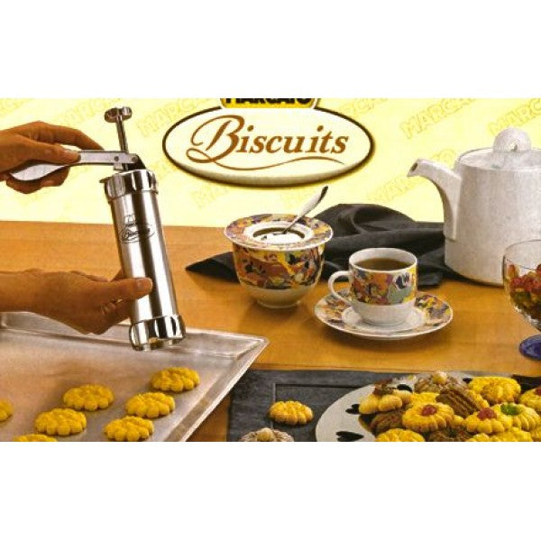 Aparat de inox pentru biscuiti si fursecuri, 10 forme si 4 accesorii de ornare