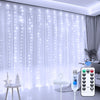 Intalatie tip perdea din cupru, 300x300 cm, cu 300 de LED-uri, Telecomanda, agatatoare incluse