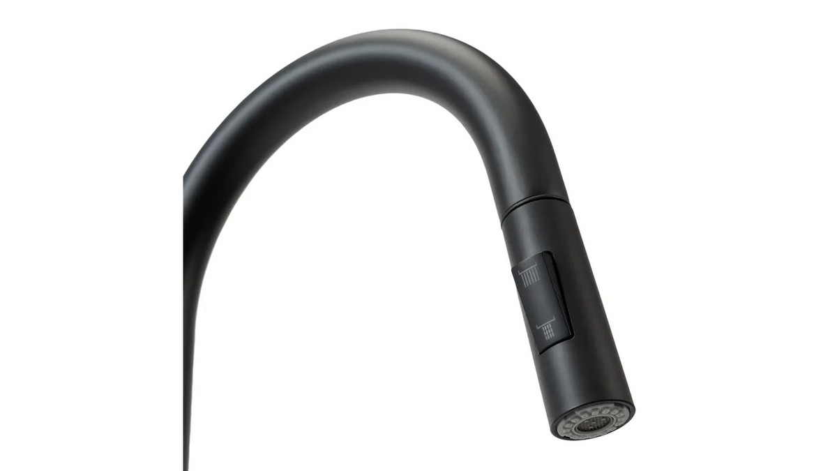 Baterie de Chiuvetă pentru  Bucătărie  – Pipă Retractabilă, Rotativă 360°,  Negru, VST124