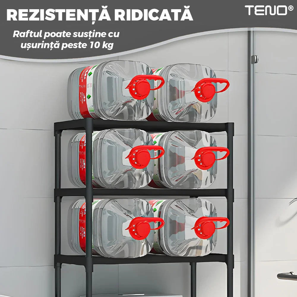 Raft Depozitare Metalic 3 Nivele pentru Mașina de Spălat, Etajeră Organizator Baie, Economisire Spațiu