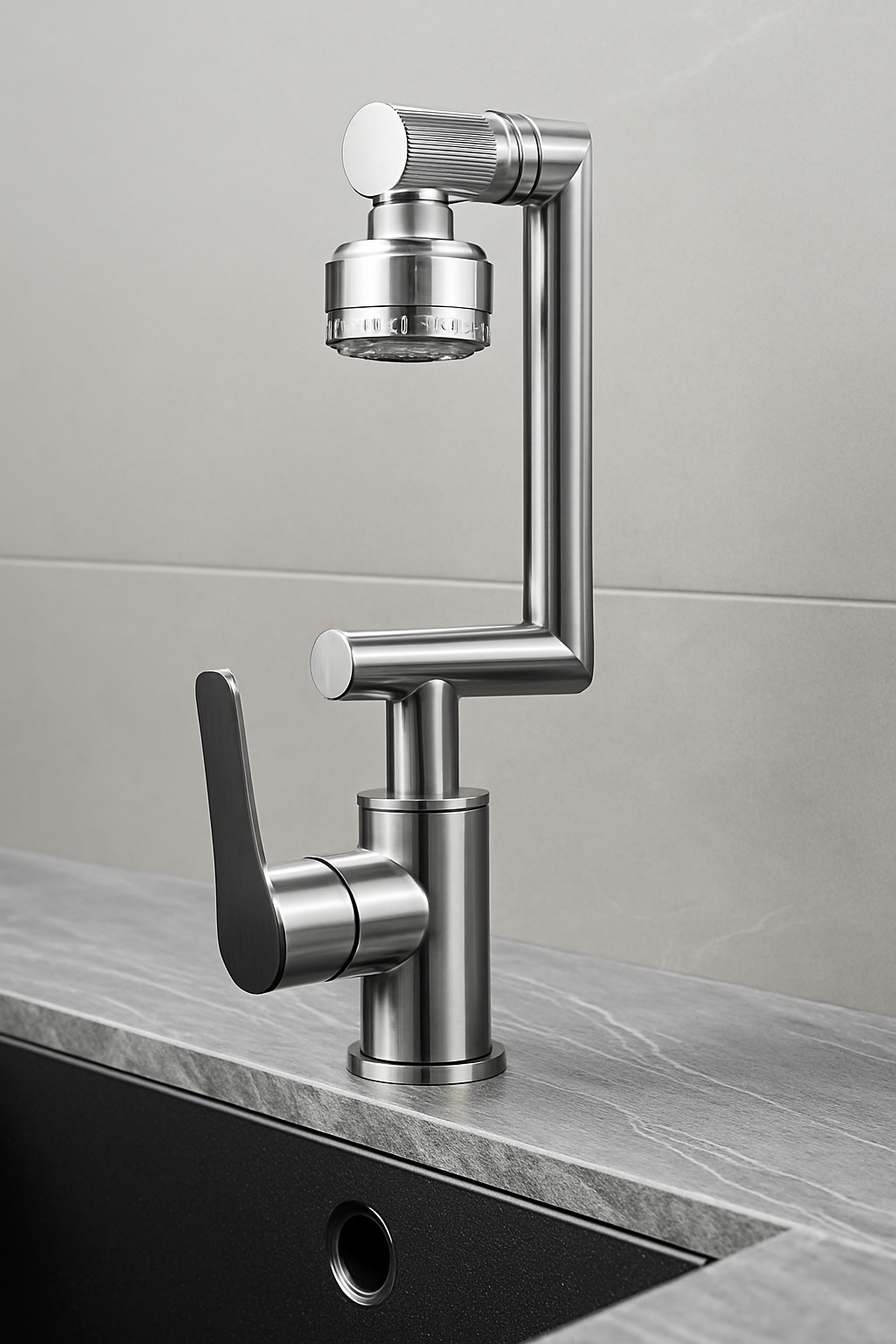 Baterie Chiuvetă Bucătărie Cromată Lucioasă – Design Complex, Rotire Extinsă 360°, VST51