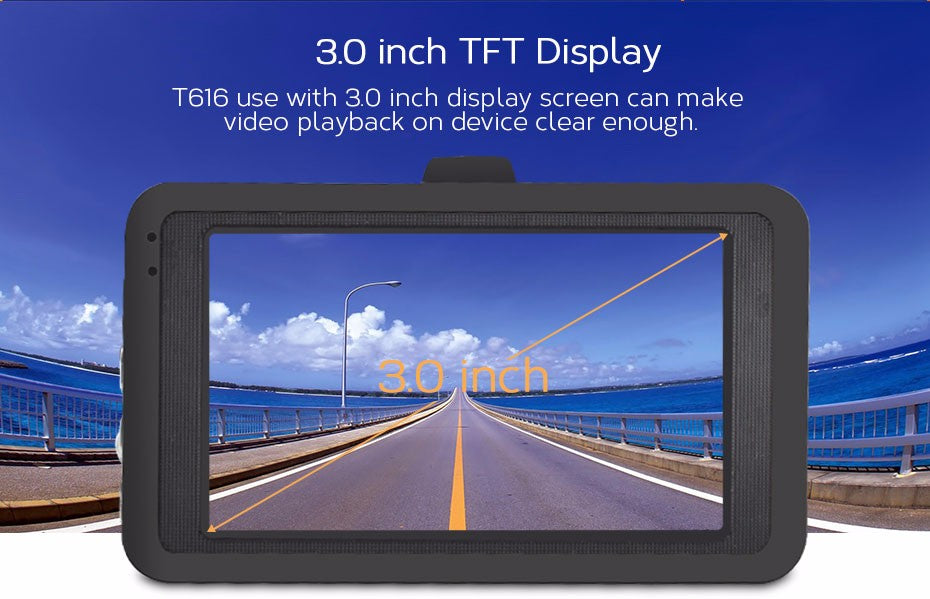Full HD 1080P Car Dash Cam DVR with 3-Inch Display and G-Sensor