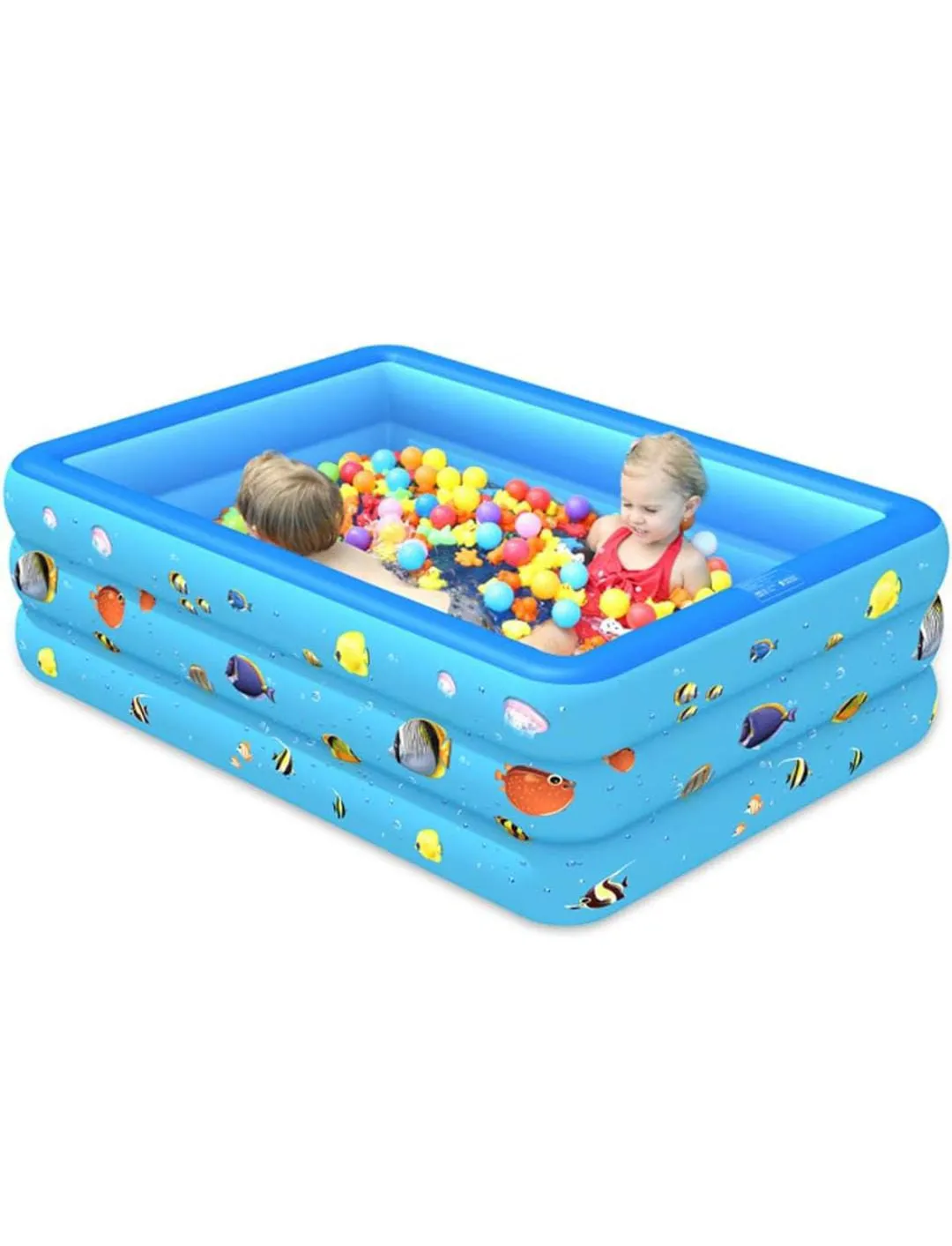 Piscina gonflabila pentru copii cu podea moale,130 x 90 x 48 cm, albastru