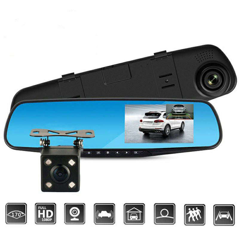Oglinda Retrovizoare Auto 4.5 inch cu Camera DVR HD 1080P si Camera Marsarier