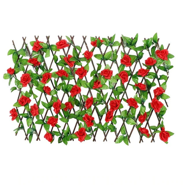 Panou Decorativ Gard Viu Artificial cu Flori – Extensibil, Ideal pentru Balcon și Grădină