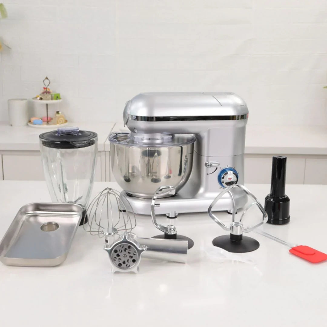 Robot Multifuncțional 1400W, 5.5L, Mixer + Blender + Tocător, Ideal pentru Patiserie și Smoothie-uri