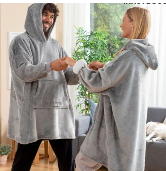 Patura-Hanorac Vivendo® Huggle Hoodie cu Gluga – Confortabila, Calduroasa si Pufoasa, Roz