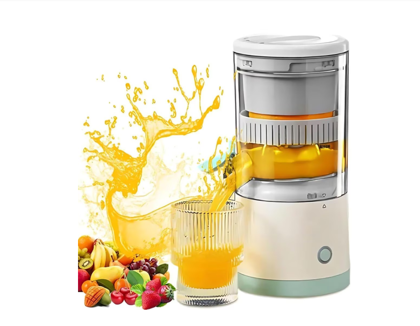 Storcător Electric de Citrice Portabil 45W, 500 ml, Reîncărcabil USB, Alb-Turcoaz, cu Perie de Curățare