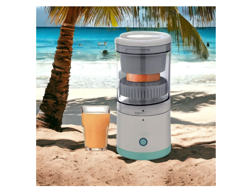 Storcător Electric de Citrice Portabil 45W, 500 ml, Reîncărcabil USB, Alb-Turcoaz, cu Perie de Curățare