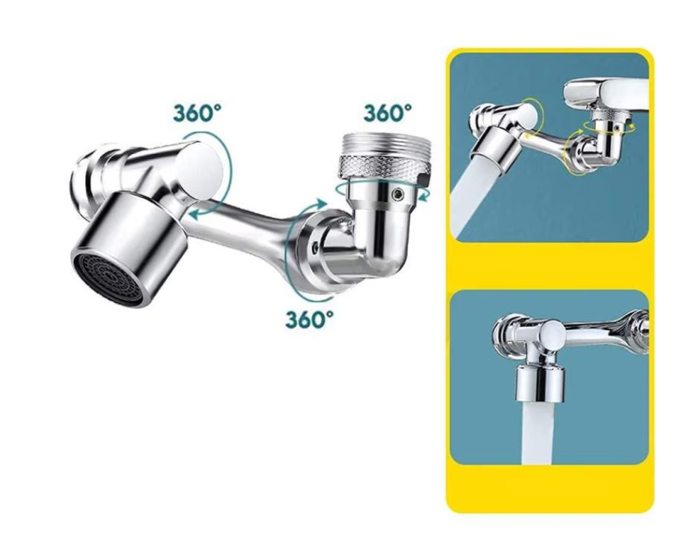 Extensie Rotativă pentru Robinet 1080°, Metalică, cu Moduri Multiple de Curgere a Apei
