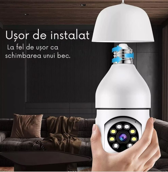 Set 2 Camere de Supraveghere WiFi Tip Bec Full HD 1080P, Rotire 360°, Audio Bidirecțional, Viziune Nocturnă