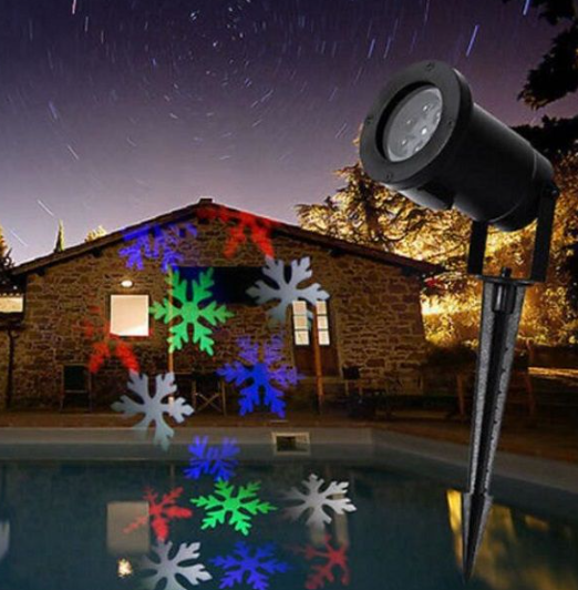 Proiector Laser de Exterior pentru Crăciun cu Fulgi de Zăpadă Colorați și Carcasă Metalică Rezistentă