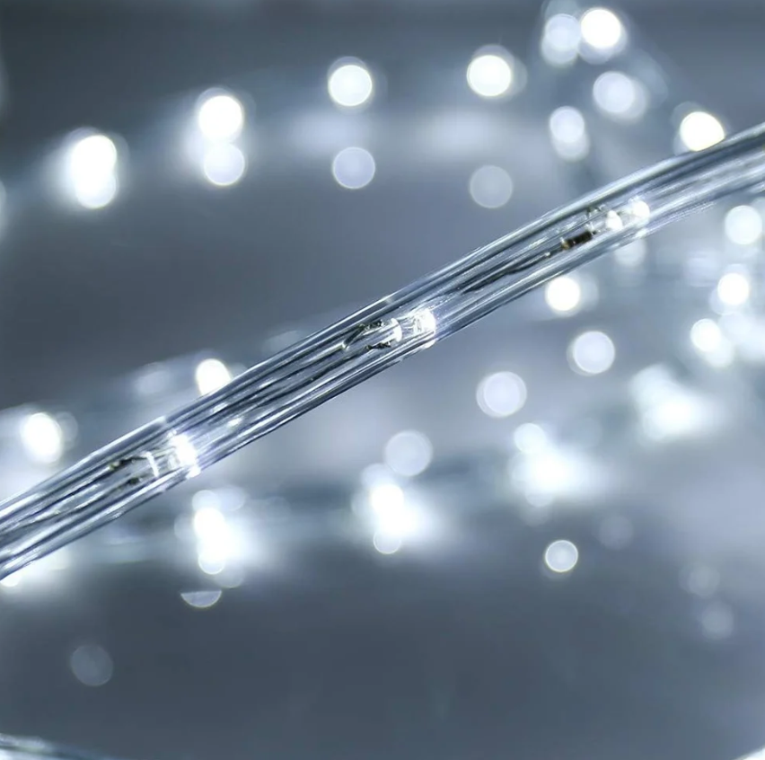 Rolă Furtun Luminos LED 100m, Alb Rece, 2 Fire, 11mm, Secționabil la 2m, 220V