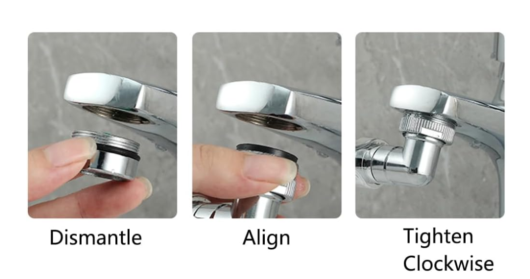 Extensie Rotativă pentru Robinet 1080°, Metalică, cu Moduri Multiple de Curgere a Apei