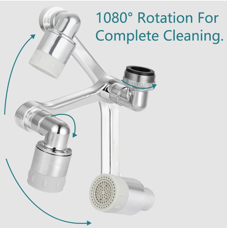 Extensie Rotativă pentru Robinet 1080°, Metalică, cu Moduri Multiple de Curgere a Apei
