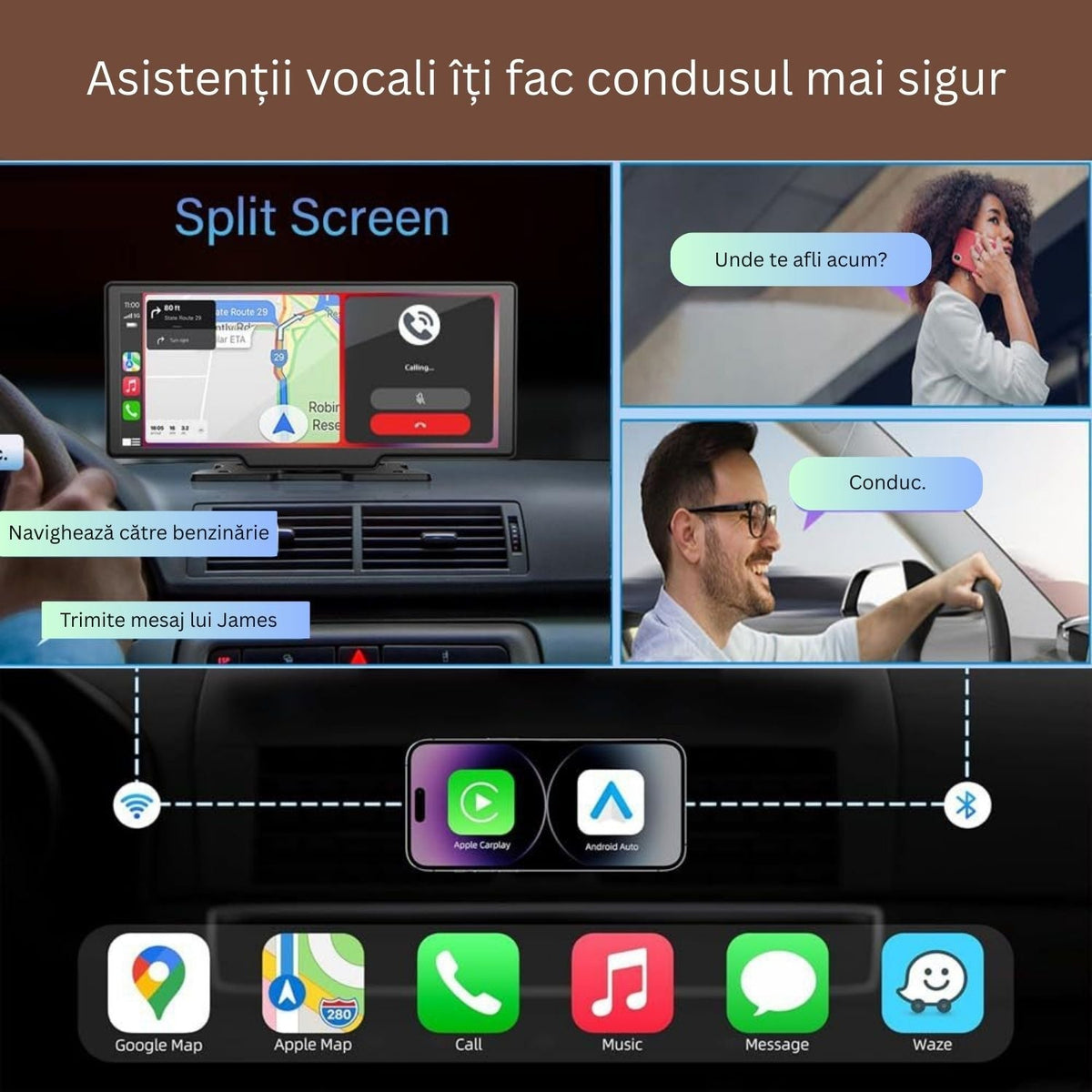 Sistem Multimedia Auto 10.26 inch cu CarPlay, Proiectie Telefon si Camere Fata-Spate