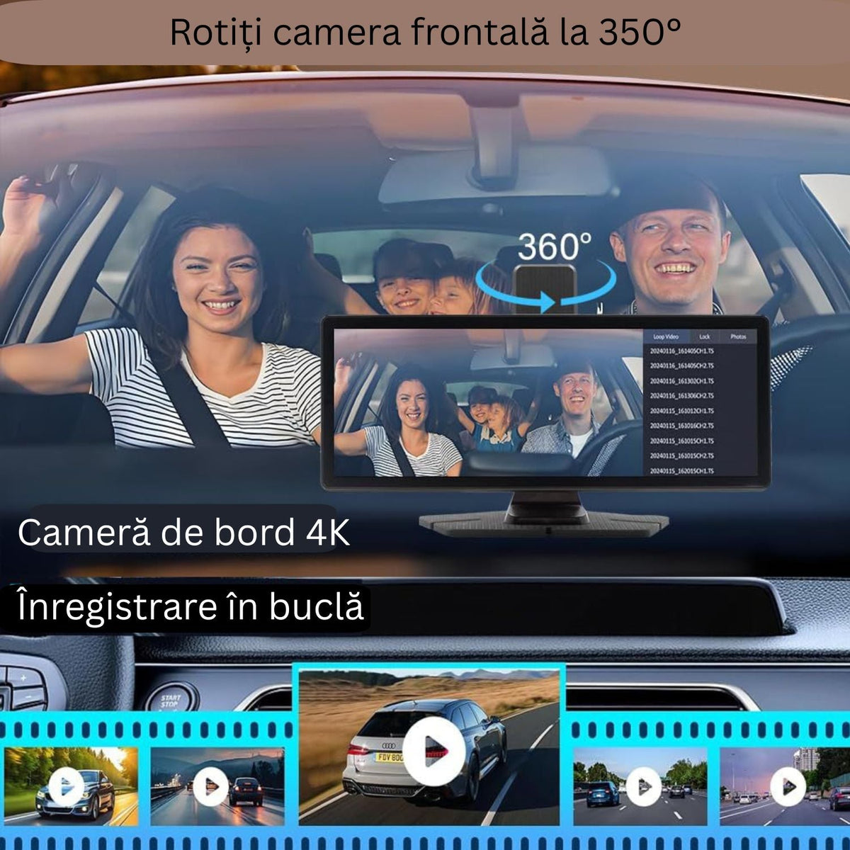 Sistem Multimedia Auto 10.26 inch cu CarPlay, Proiectie Telefon si Camere Fata-Spate