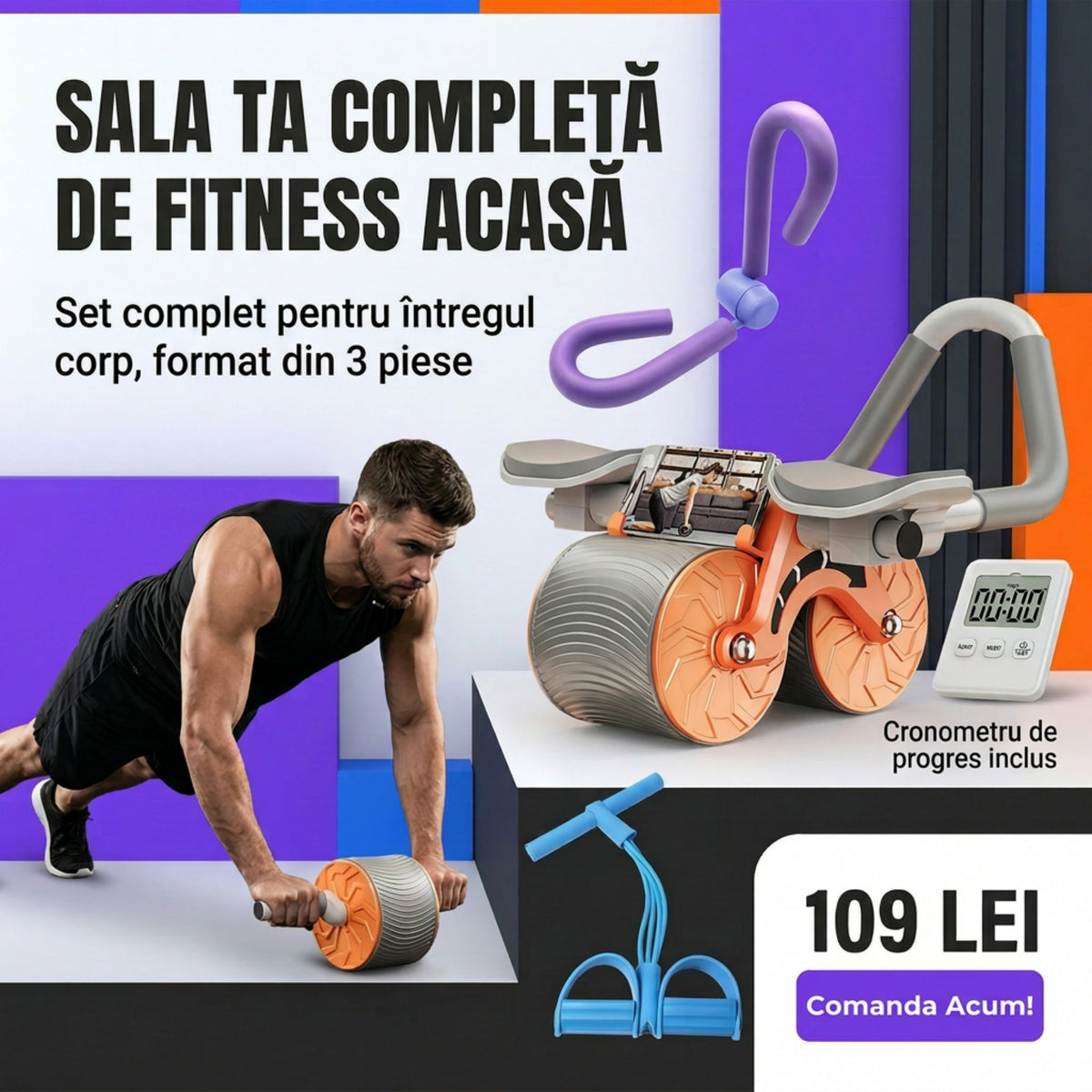 Set de 3 echipamente sportive, acuperire tot corpul, portrivit de folosit in casa