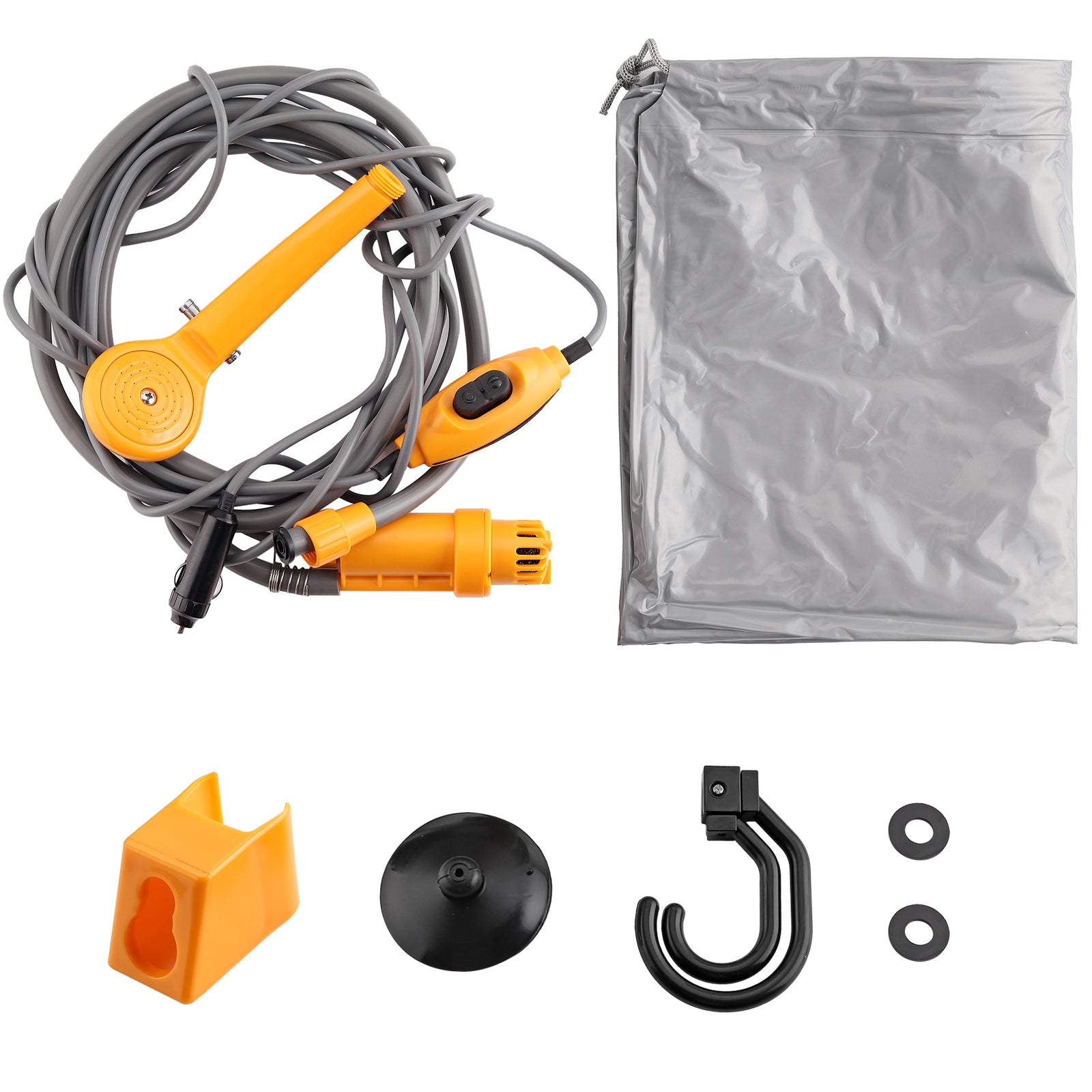 Set Dus Portabil Auto pentru Camping cu Pompa de Apa, alimentare 12V + accesorii