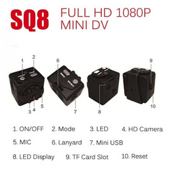 Mini Cameră Full HD SQ8 cu Senzor de Mișcare și Stabilizator Imagine