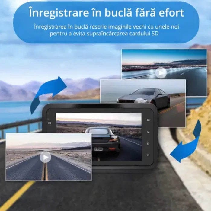 Camera Auto Dubla Full HD 1080p cu Touchscreen 4 inch si Senzor G