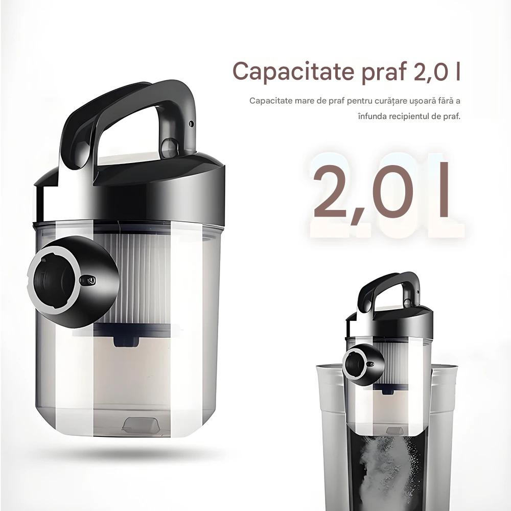 Aspirator fara sac, capacitate de 2 litri, putere de 1000W