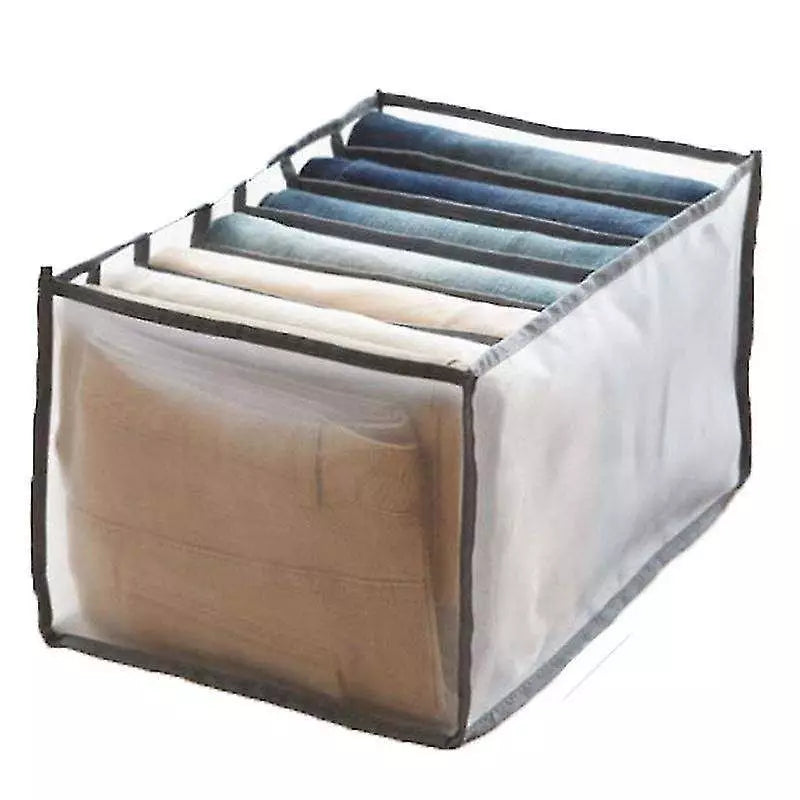 Organizator imbracaminte , 7 compartimente, Textil, Gri/Alb