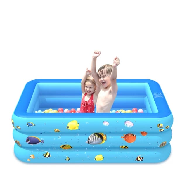 Piscina gonflabila pentru copii cu podea moale,130 x 90 x 48 cm, albastru