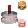 Presa pentru Burgeri Koken, cu maner de lemn, material Aliaj/Aluminiu,forma si presa, usor de curatat si folosit, Diametrul 11.8 cm, Gri