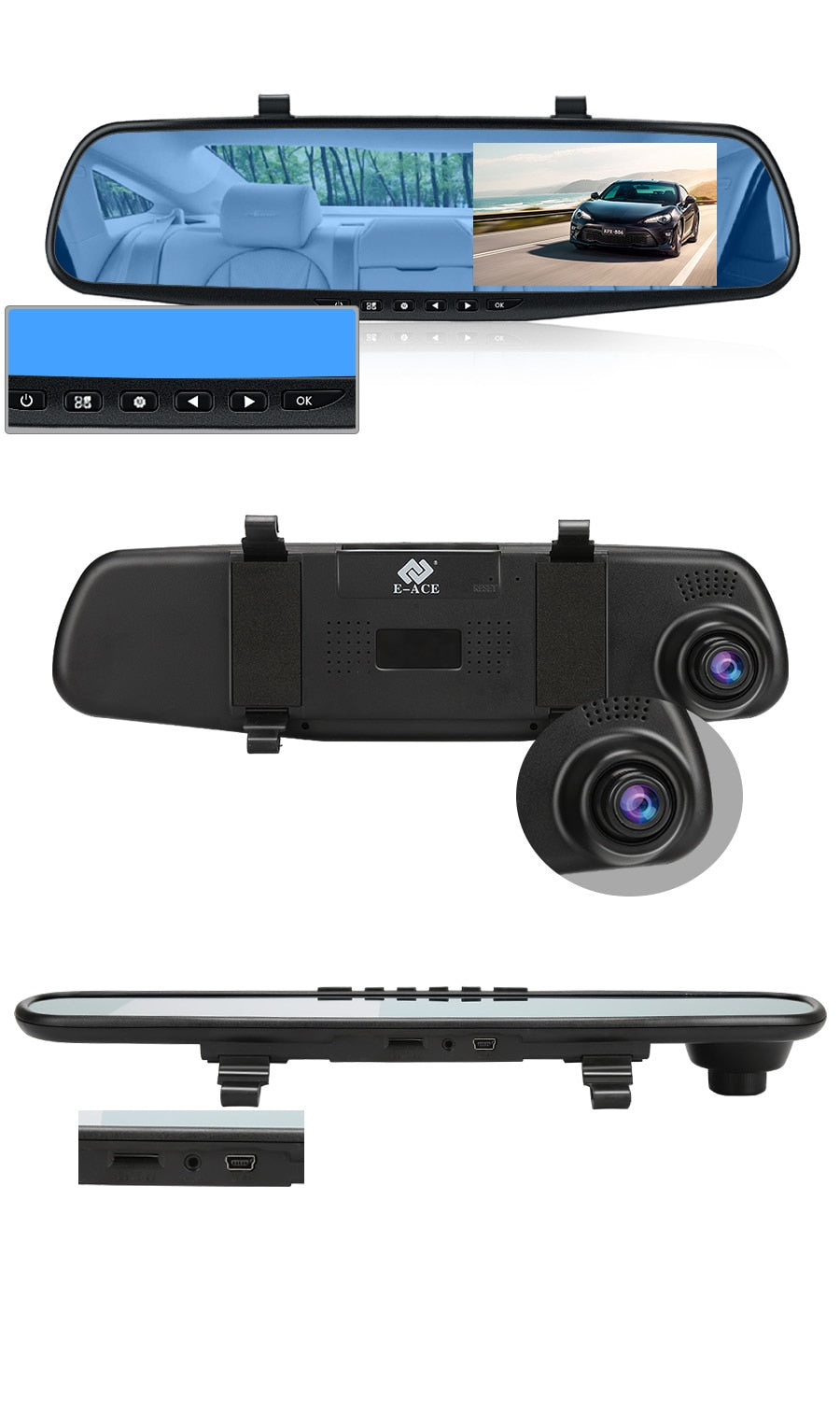 Oglinda Retrovizoare Auto 4.5 inch cu Camera DVR HD 1080P si Camera Marsarier
