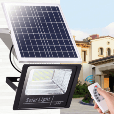 Proiector cu panou solar Jortan, 600W cu telecomanda inclusa si senzor de lumina