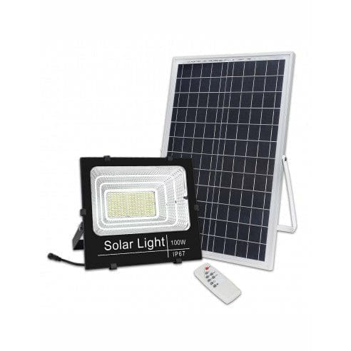 Proiector cu panou solar Jortan, 500W cu telecomanda inclusa si senzor de lumina