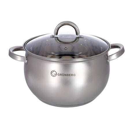 Cratita inox cu capac sticla GRUNBERG , 22 cm - 5.1 litri