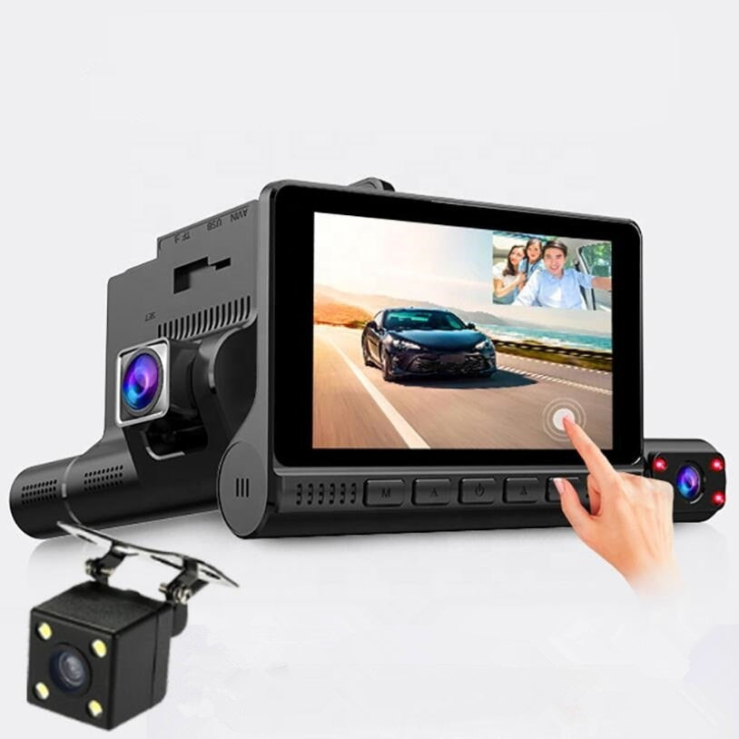 Full HD 1080p 3-Camera Car DVR with Touchscreen