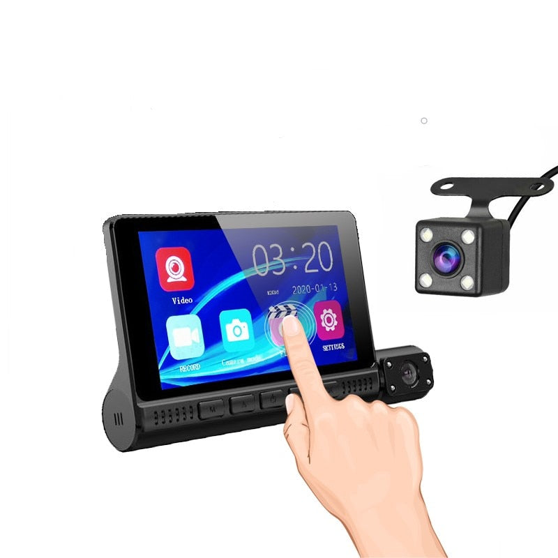 Full HD 1080p 3-Camera Car DVR with Touchscreen