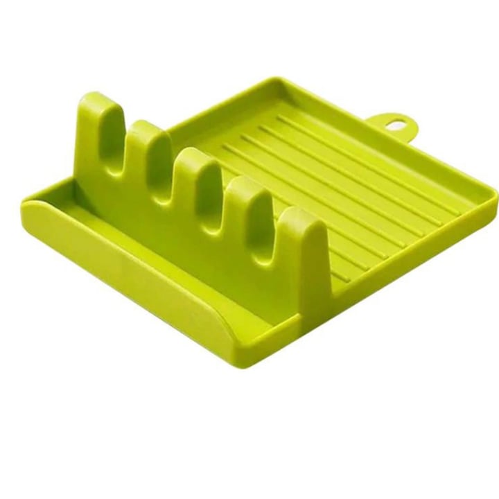 Suport din plastic pentru spatule si capac, 12.7 x 14 cm, Verde.