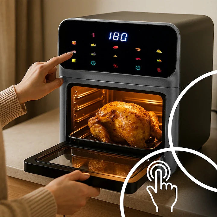 Friteuză cu Aer Cald 12L, Air Fryer Multifuncțional, 10 Programe, Ecran Touch Screen, Temperatură Reglabilă, Gătire Fără Ulei, Timer