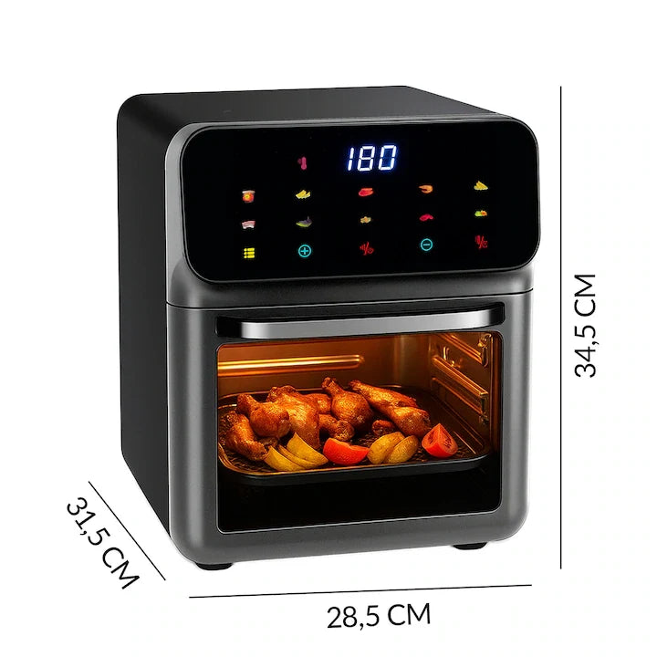 Friteuză cu Aer Cald 12L, Air Fryer Multifuncțional, 10 Programe, Ecran Touch Screen, Temperatură Reglabilă, Gătire Fără Ulei, Timer