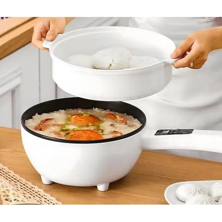 Tigaie Electrică Inteligentă MIGAS 26 cm, Multifuncțională, Înveliș Antiaderent, Control Digital, Timer, Capac Inclus, Pentru Prăjire, Fierbere și Gătire la Abur