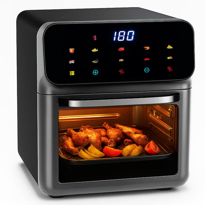 Friteuză cu Aer Cald 12L, Air Fryer Multifuncțional, 10 Programe, Ecran Touch Screen, Temperatură Reglabilă, Gătire Fără Ulei, Timer