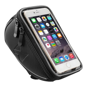 Suport husa telefon mobil Carsons pentru bicicleta si motocicleta, rezistent apa si socuri, touchscreen, 360* rotativ, negru ,4-4.7 inch