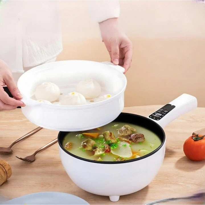 Tigaie Electrică Inteligentă MIGAS 26 cm, Multifuncțională, Înveliș Antiaderent, Control Digital, Timer, Capac Inclus, Pentru Prăjire, Fierbere și Gătire la Abur