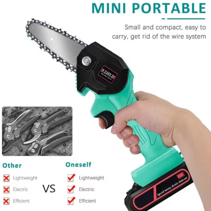 Set Profesional de Grădinărit 2-în-1: Mini-Ferăstrău & Foarfecă Electrică – Eficiență Maximă cu 2 Acumulatori