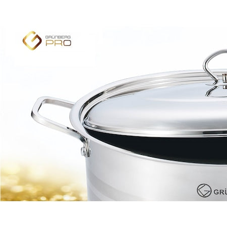 Cratita cu capac din Inox ,34CM, 16L.