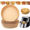 Set 100 bucati hartie de copt pentru air fryer, friteuza, Unica folosinta, Danex, 16x16x4.5 cm, Maro, Rotund