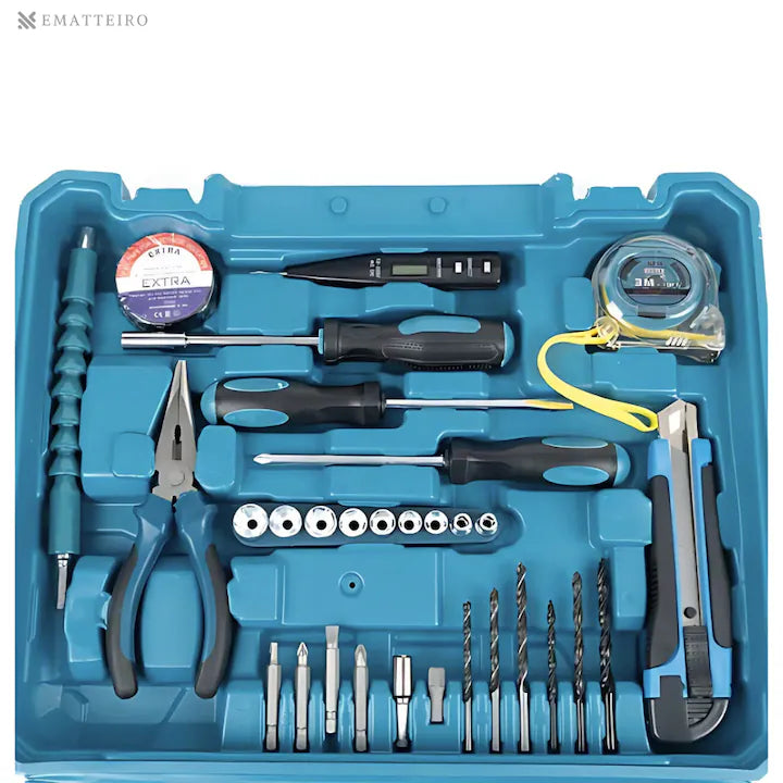 Trusă Bormașină cu Acumulator 36V, 2 Acumulatori Li-Ion, Încărcător și 37 Accesorii, 2 Viteze, 18 Trepte Cuplu, Mandrină Automată 10 mm, Valiză